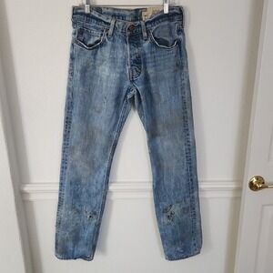Hollister Y2K Thrashed‎ Light Blue Men's Straight Jeans 30 X 32